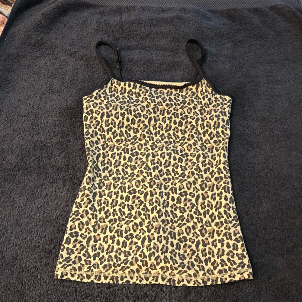 Express Leopard Print Cami in Beige and Black with Thin Straps